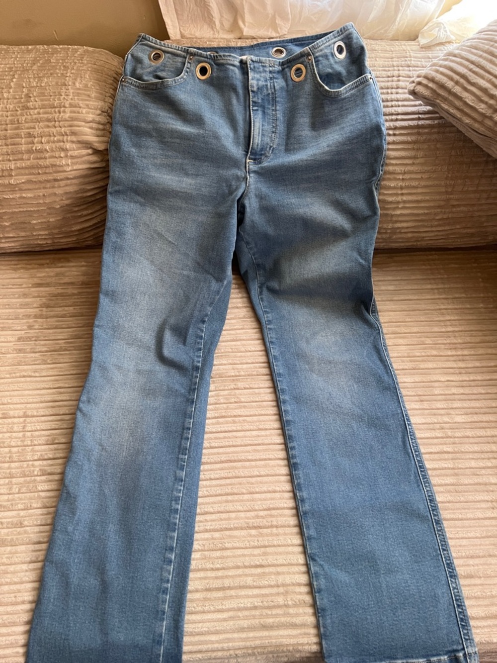 BDG Light Blue Bootcut Jeans with Grommet Waist